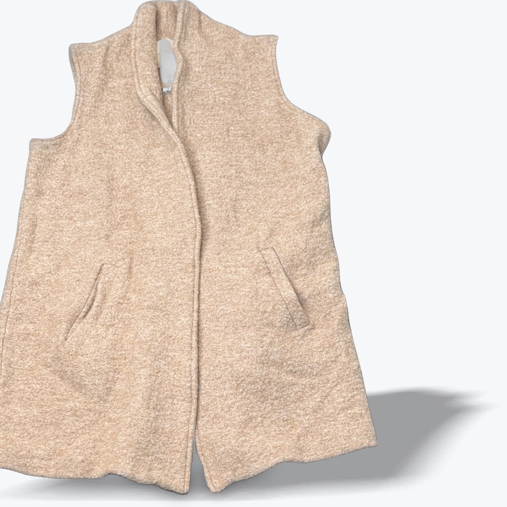 Cynthia Rowley Vest Cardigan Wool Blend Long Sleeveless Open Front Pockets Small